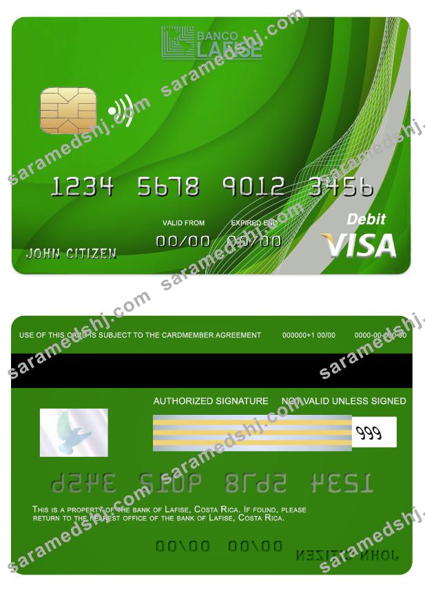 Costa Rica lafise bank visa card